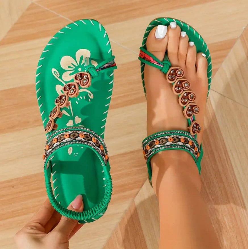 BOHEMIA| DELICADAS SANDALIAS CON TEJIDO DE CUERO